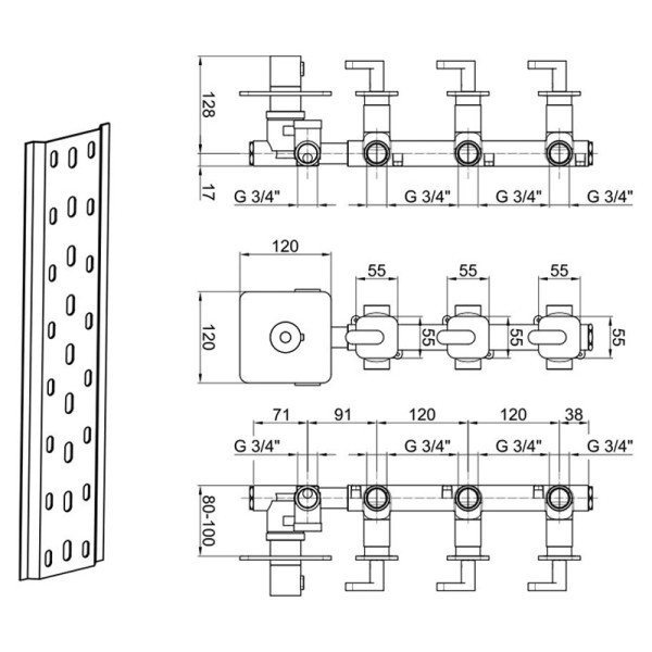 Смеситель для душа встраиваемый с термостатом Webert Living LV971502015, хром. Фото 2