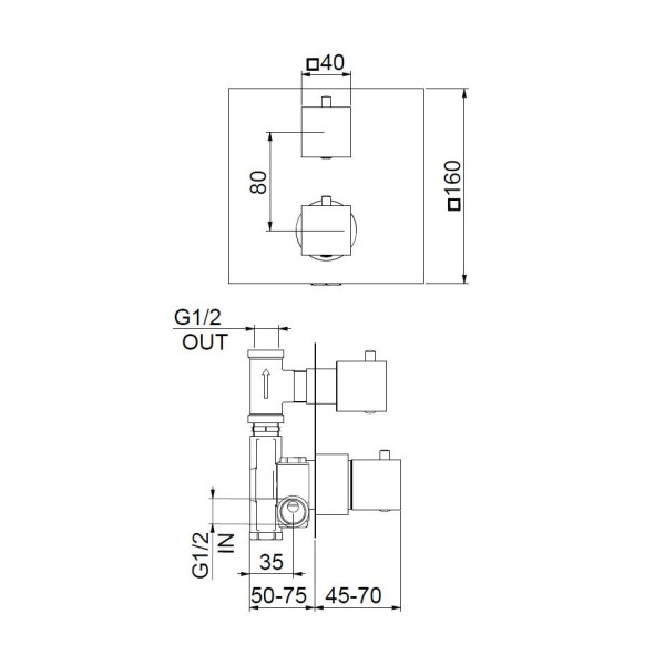 Смеситель для душа встраиваемый с термостатом Webert Pegaso PE970901740, белый. Фото 2