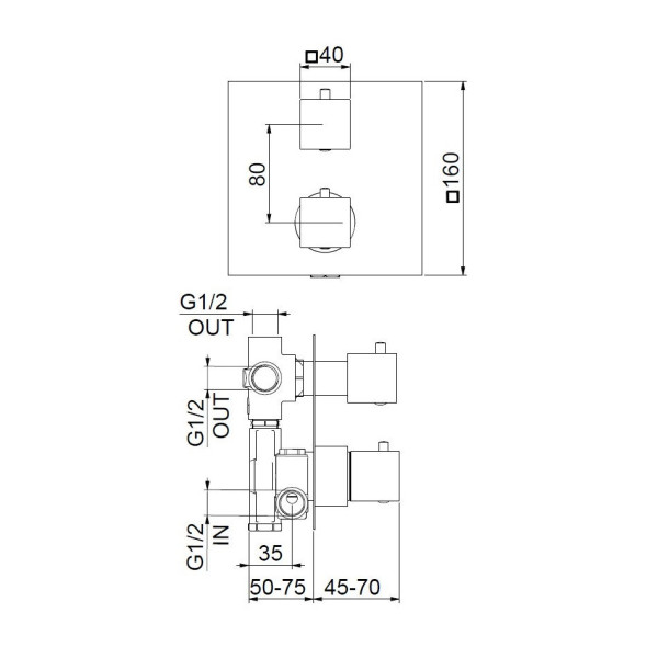 Смеситель для душа встраиваемый с термостатом Webert Pegaso PE970903015, хром. Фото 2