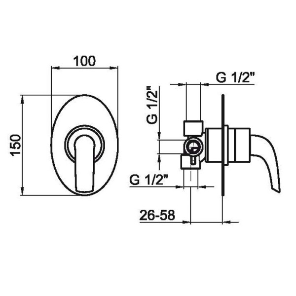 Смеситель для душа встраиваемый Webert Aria AC0680015, хром. Фото 2