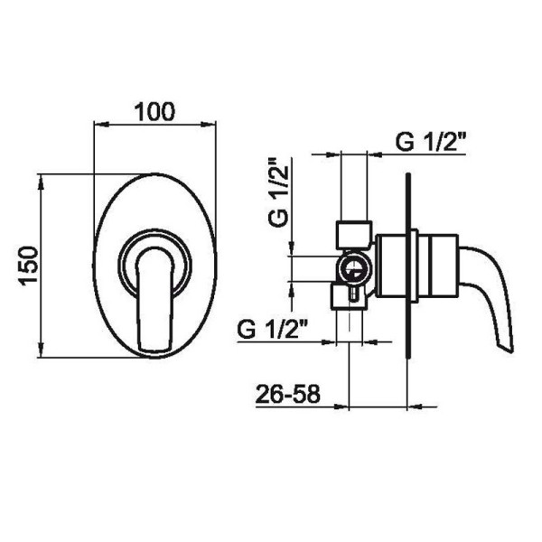 Смеситель для душа встраиваемый Webert Aria AC0680560, черный. Фото 2