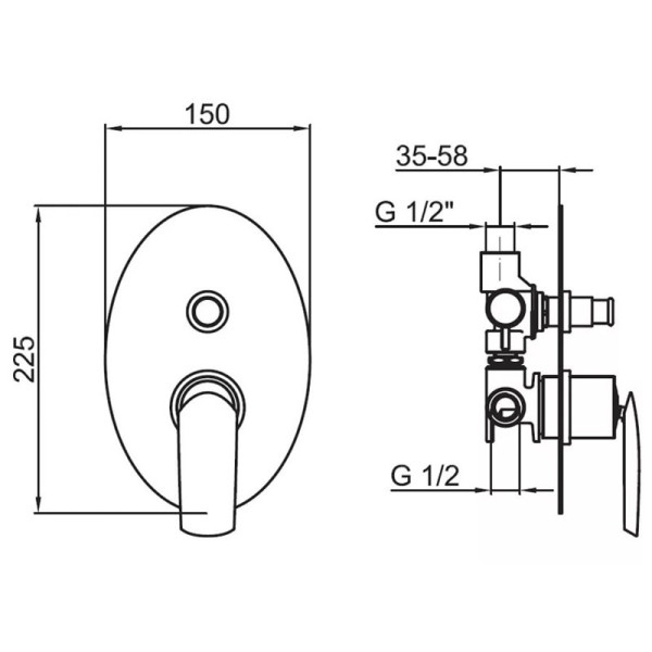 Смеситель для душа встраиваемый Webert Aria AI860101560, черный. Фото 2