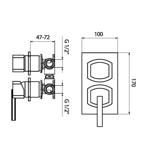 Смеситель для душа встраиваемый Webert Azeta AZ860101015, хром. Фото 2