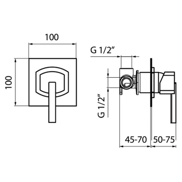 Смеситель для душа встраиваемый Webert Azeta AZ880101015, хром. Фото 2