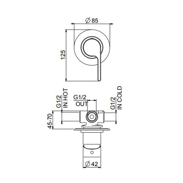 Смеситель для душа встраиваемый Webert DoReMi DR880101345, никель. Фото 2