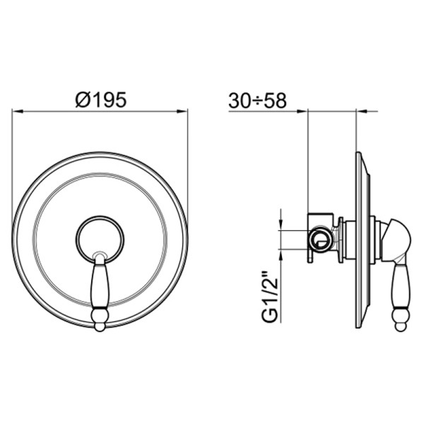 Смеситель для душа встраиваемый Webert Dorian DO880101010, золото. Фото 2
