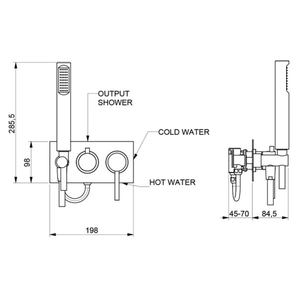 Смеситель для душа встраиваемый Webert Elio EL860512560, черный. Фото 2