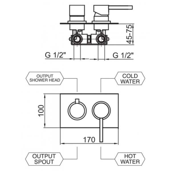 Смеситель для душа встраиваемый Webert Elio EL880601015, хром. Фото 2
