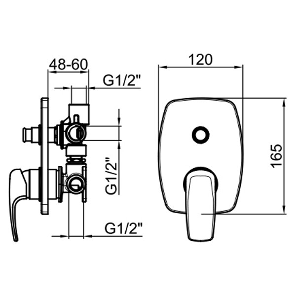 Смеситель для душа встраиваемый Webert Kimono KI860101015, хром. Фото 2