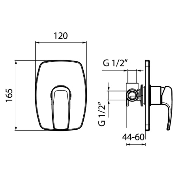 Смеситель для душа встраиваемый Webert Kimono KI880101015, хром. Фото 2