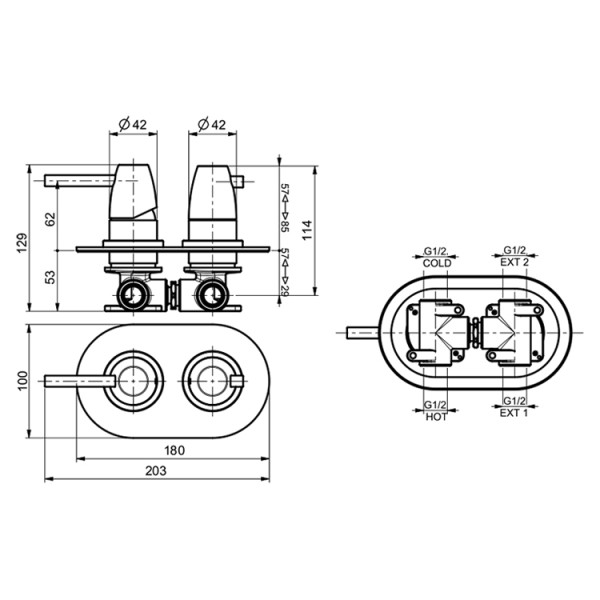 Смеситель для душа встраиваемый Webert Opera Moderna OE860101015, хром. Фото 2