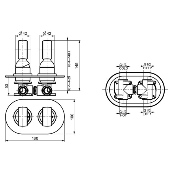 Смеситель для душа встраиваемый Webert Opera OA860101010, золото. Фото 2