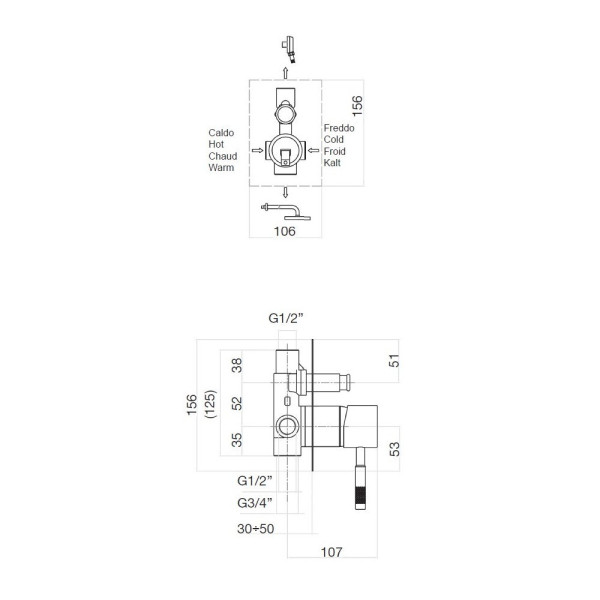 Смеситель для душа встраиваемый Webert Rimini RI860101560, черный. Фото 2