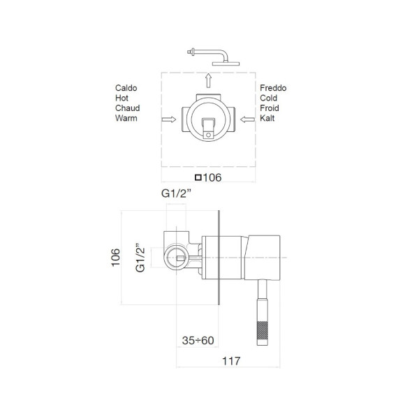 Смеситель для душа встраиваемый Webert Rimini RI880101010, золото. Фото 2
