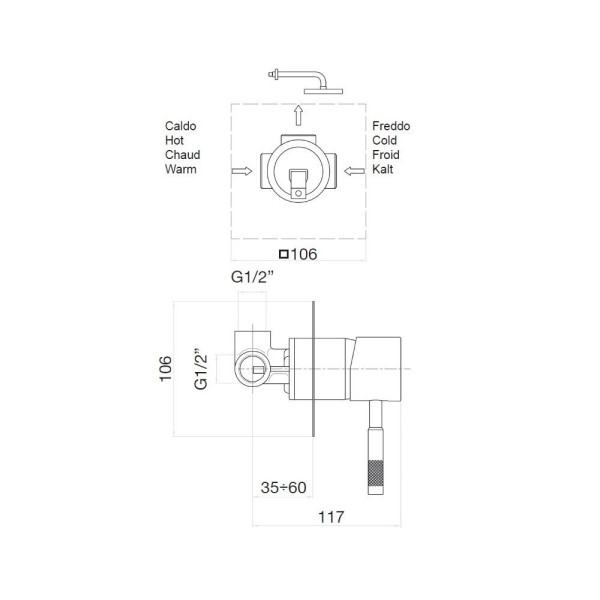 Смеситель для душа встраиваемый Webert Rimini RI880101740, белый. Фото 2