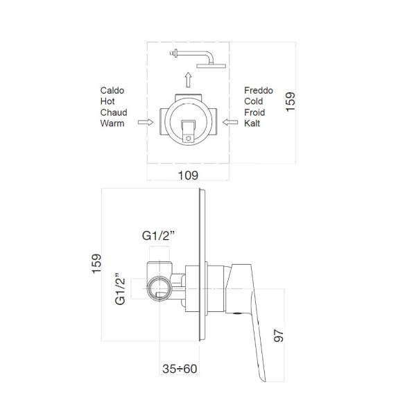 Смеситель для душа встраиваемый Webert Sax Evolution SE880101015, хром. Фото 2