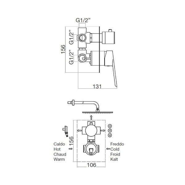 Смеситель для душа встраиваемый Webert Sax Evolution SE880601740, белый. Фото 2