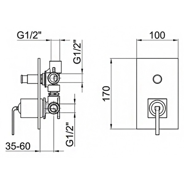 Смеситель для душа встраиваемый Webert Wolo WO860101015, хром. Фото 2