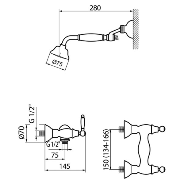 Смеситель для душа Webert Dorian DO760101015, хром. Фото 2