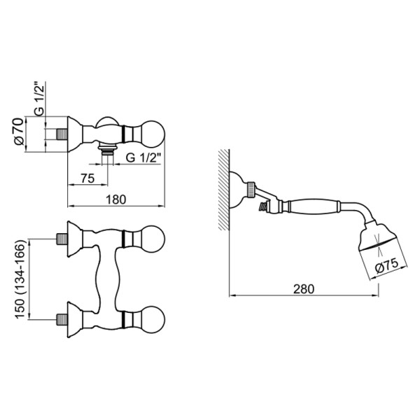 Смеситель для душа Webert Karenina KA760101015, хром. Фото 2
