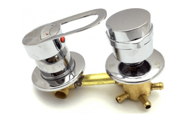 Смеситель для душевой кабины 5-ти режимный 100 мм в сборе выводы под хомут. Фото 1