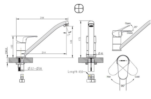 Смеситель для кухни Bravat Alfa F7120178CP-2, хром. Фото 2