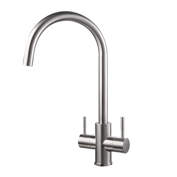 Смеситель для кухни двухзахватный WesnaArt EKO05-1102, сатин. Фото 1