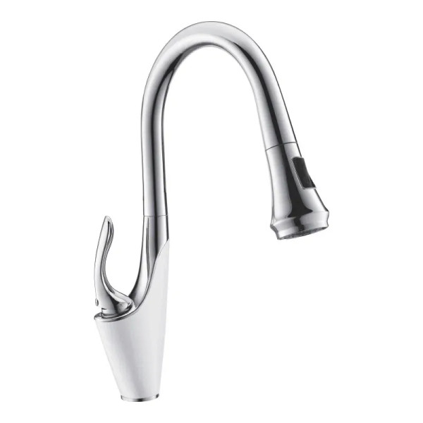 Смеситель для кухни Rose R123F, белый/хром. Фото 1