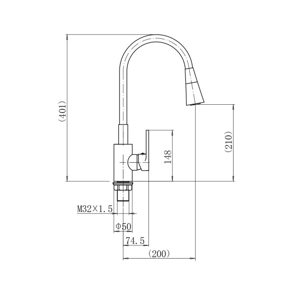 Смеситель для кухни с гибким изливом FASHUN A4253+B16, хром/красный. Фото 2