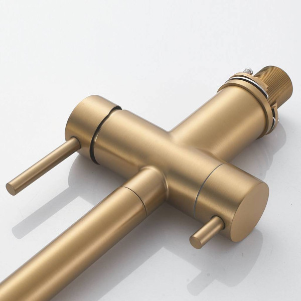 Смеситель для кухни с гибким изливом и подключением фильтра Maretti Calabria GOLD CAG31RGF18, золотой сатин. Фото 4