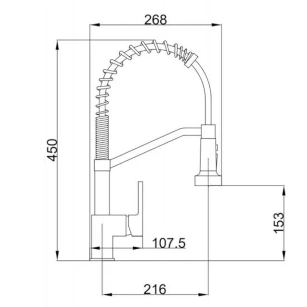 Смеситель для кухни с гибким изливом и режимом душ Haiba HB73826-3, оружейная сталь. Фото 2