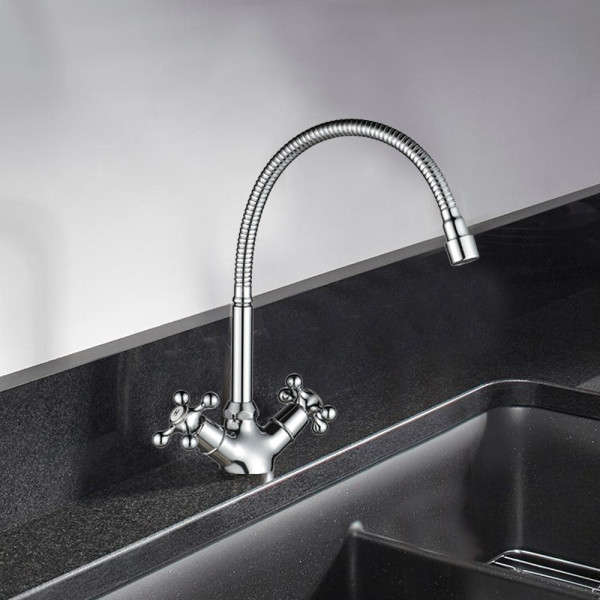 Смеситель для кухни с гибким изливом WesnaArt RASSVET, RAS02-180, хром. Фото 3