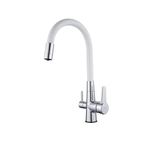 Смеситель для кухни с подключением фильтра для воды D-Lin D159317-3, хром/белый. Фото 1