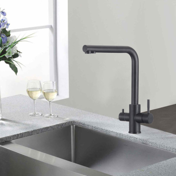 Смеситель для кухни с подключением фильтра WesnaArt EKO05-151Black, черный. Фото 3