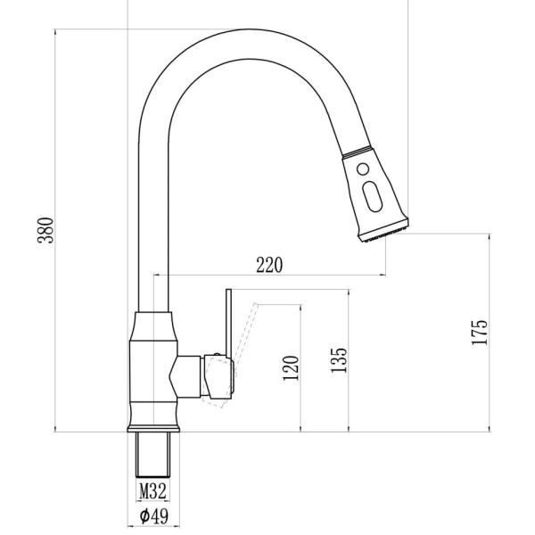Смеситель для кухни с выдвижным изливом Savol S-002805A, хром. Фото 2