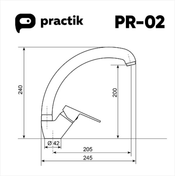 Смеситель для кухни ULGRAN Practik PR-02-002, слоновая кость. Фото 1