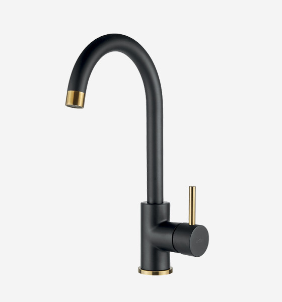 Смеситель для кухни Webert Yen YN920302723, черный/золото. Фото 1