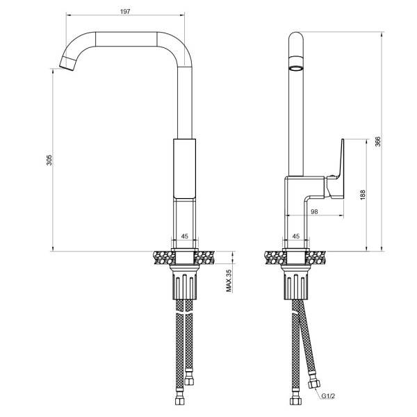 Смеситель для кухни WesnaArt NARCIS NAR06-150BL-25432, черный. Фото 2