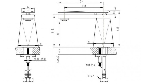 Смеситель для раковины Bravat DIAMOND F118102C-1-ENG, хром. Фото 2