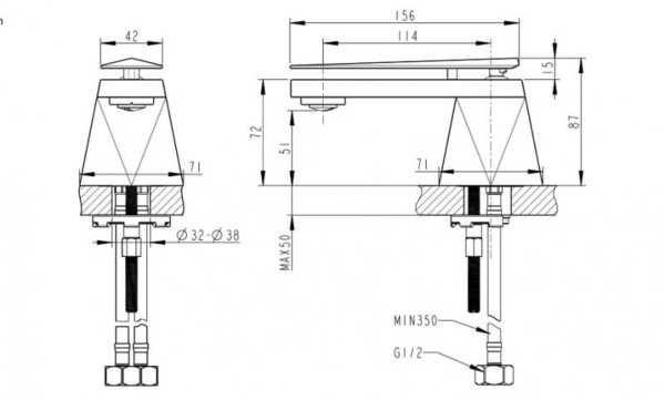 Смеситель для раковины Bravat DIAMOND F118102G-ENG, золото. Фото 2