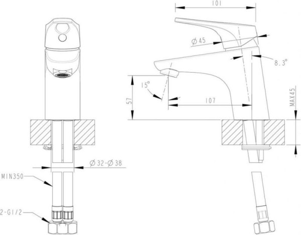 Смеситель для раковины Bravat Drop-D F148162C, хром. Фото 2