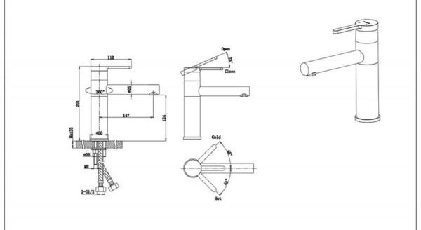 Смеситель для раковины Bravat F1410445BW-RUS, черный. Фото 2