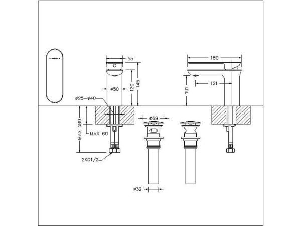 Смеситель для раковины Bravat Gina F165104C-ENG, хром. Фото 2