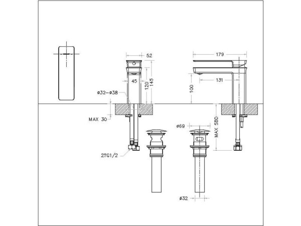 Смеситель для раковины Bravat Phillis F156101C-ENG, хром. Фото 2