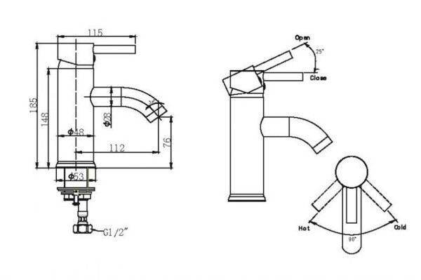 Смеситель для раковины Bravat Slim F1332366CP-RUS, хром. Фото 2