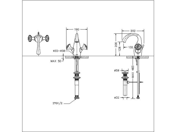 Смеситель для раковины Bravat Swan F14287G-ENG, золото. Фото 2