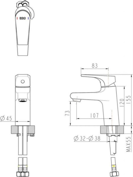 Смеситель для раковины Bravat VEGA F1119177CP, хром. Фото 2