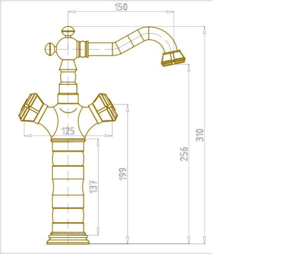 Смеситель для раковины Bronze de Luxe ROYAL 10219/1, бронза. Фото 2