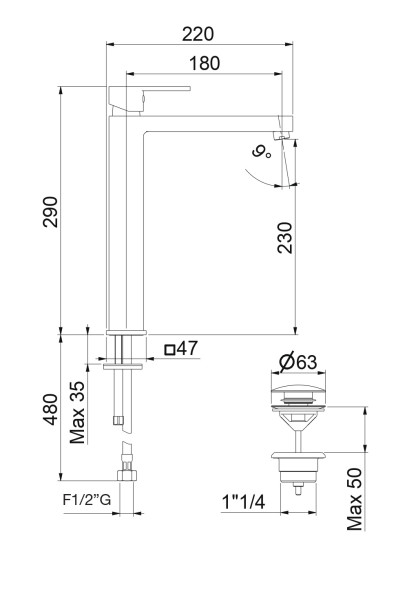 Смеситель для раковины Fiore KATANA 77CR7525, хром. Фото 2