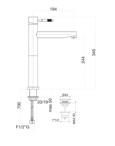 Смеситель для раковины Fiore XENON 44NN5291, черный. Фото 2